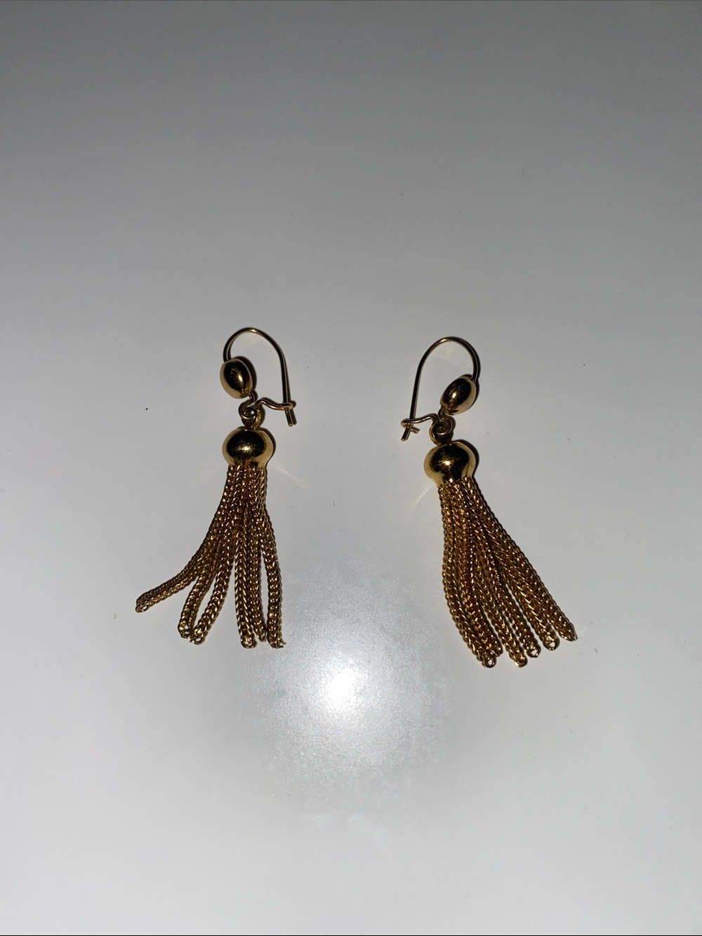 Gold Tone Chain Fringe Tassel Drop Earrings